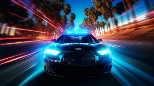 Night Police Car Speeding with Siren | Law Enforcement Vehicle