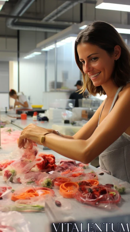 Woman Preparing Food: An Organic Sculpting Inspired Artwork AI Image