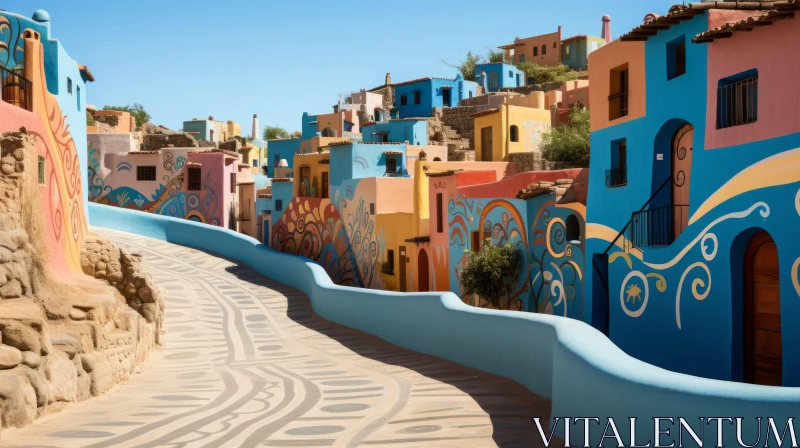 Colorful Streetscape: Mediterranean-Inspired Architecture AI Image