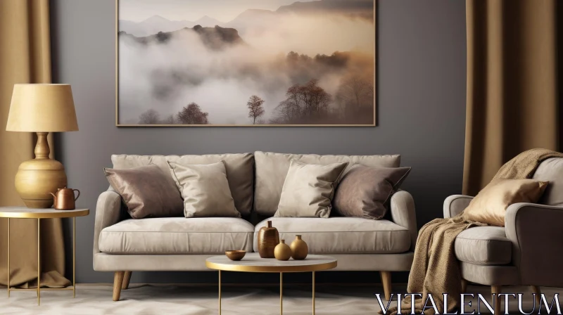 AI ART Cozy Living Room Interior Design