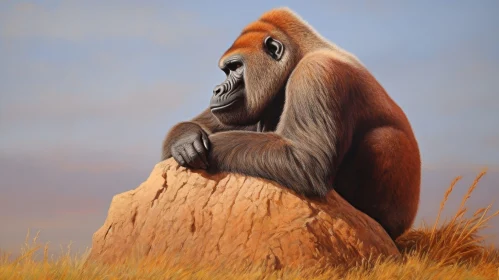 Gorilla on Rock Painting - Wildlife Artwork