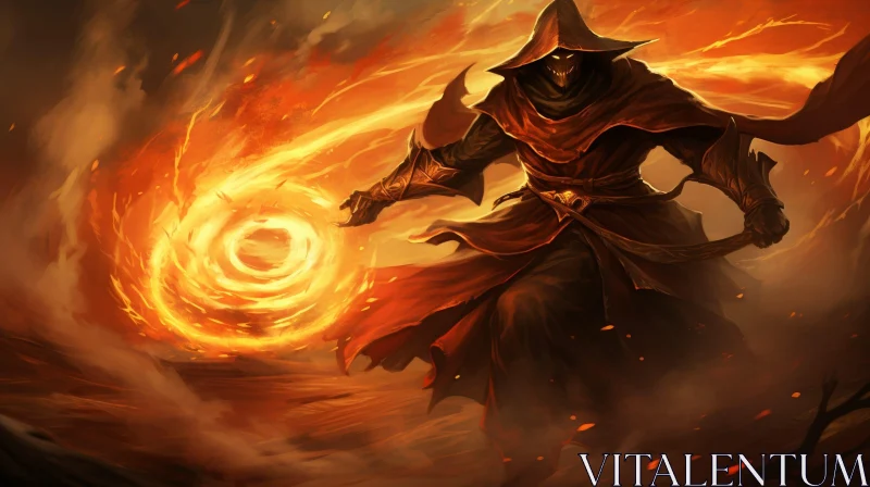 Powerful Fire Mage Digital Painting AI Image
