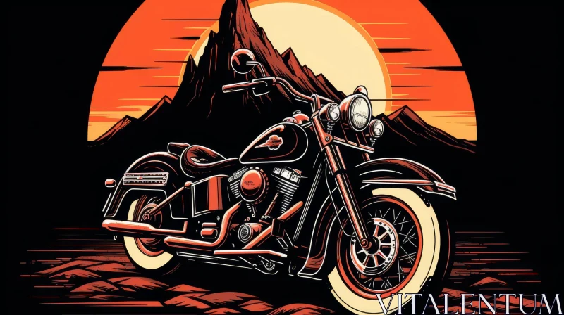 Red and Black Motorcycle in Desert Landscape AI Image