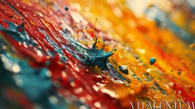 Abstract Painting with Dynamic Drips of Blue, Red, and Yellow AI Image