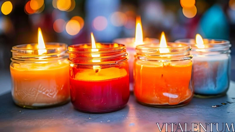 Captivating Candle Arrangement - Warm Glow and Vibrant Colors AI Image