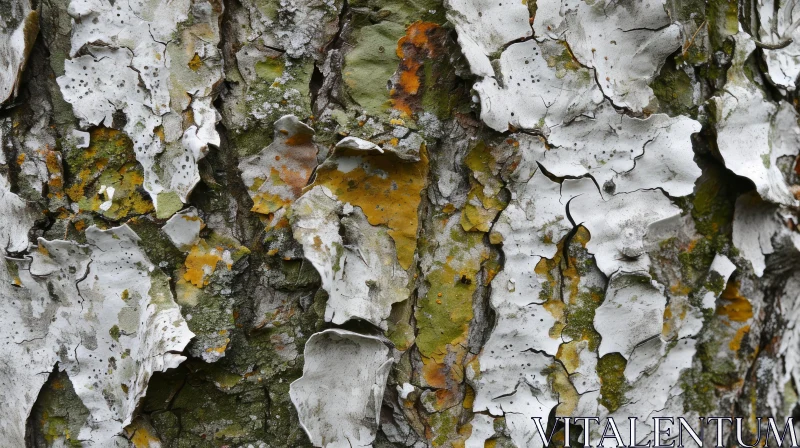Close-Up of Sycamore Tree Bark - Textured and Colorful AI Image