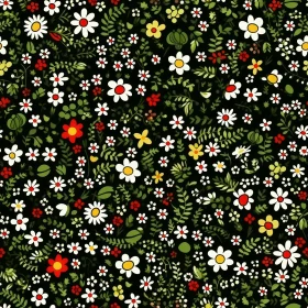 Colorful Floral Pattern on Black Background