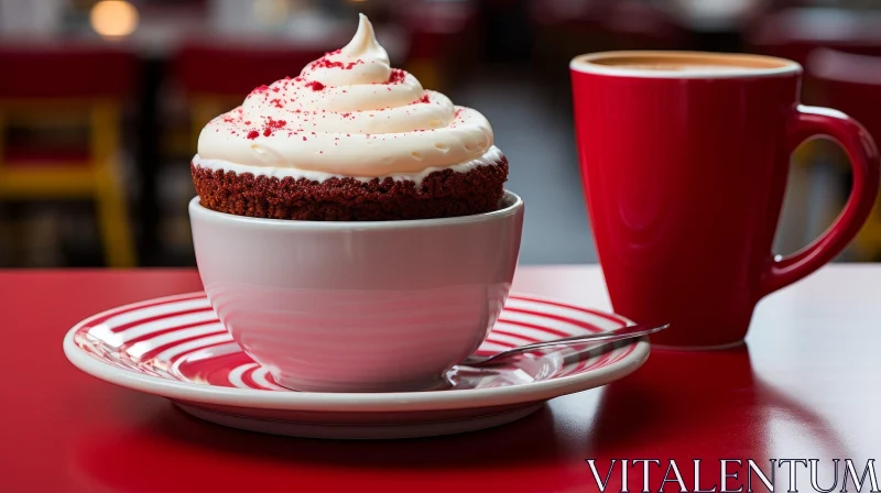 AI ART Delicious Red Velvet Cupcake with Cream Cheese Frosting