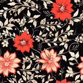 Elegant Floral Pattern on Black Background