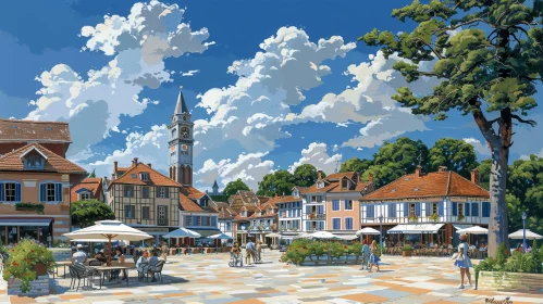 European Town Streetscape: Tranquil Architecture Scene