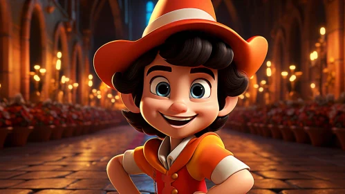 Joyful Young Boy in Red and Orange Outfit - 3D Rendering