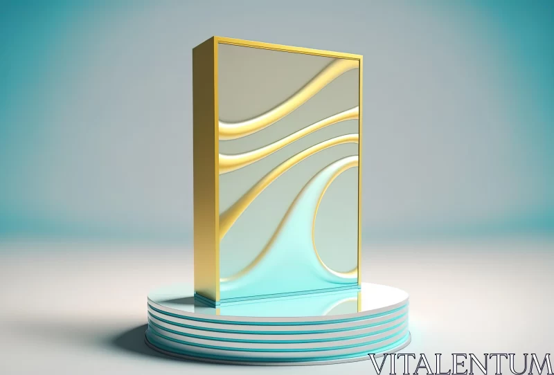 Light Blue Award on Pedestal | Multi-layered Color Fields | Reefwave AI Image