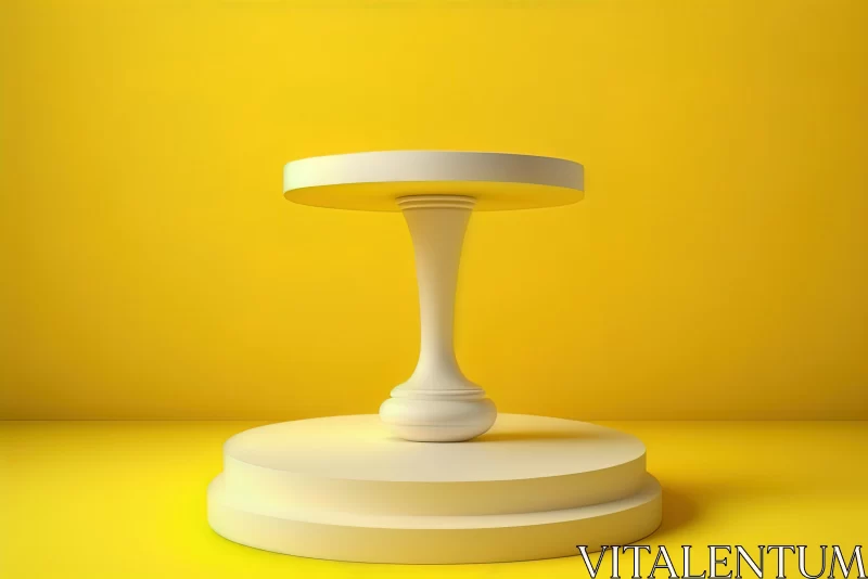 White Pedestal with Yellow Background - A Graceful and Harmonious 3D Render AI Image