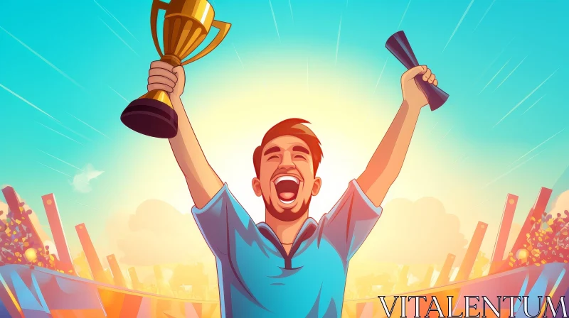 Young Male Athlete Victory Celebration AI Image