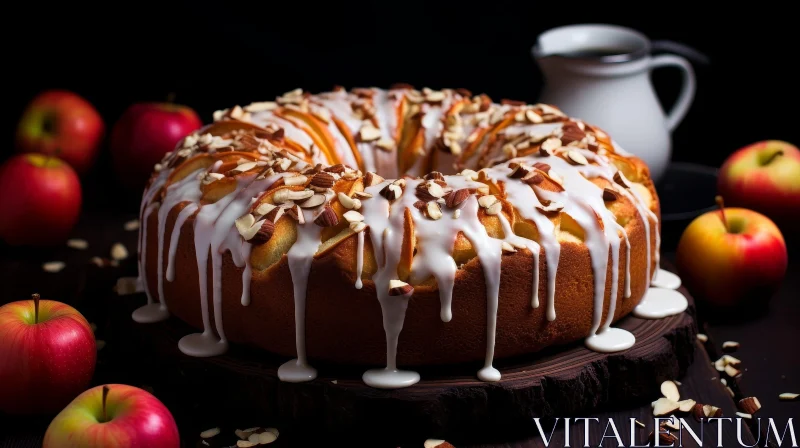 Delicious Bundt Cake with Almonds and Apples AI Image