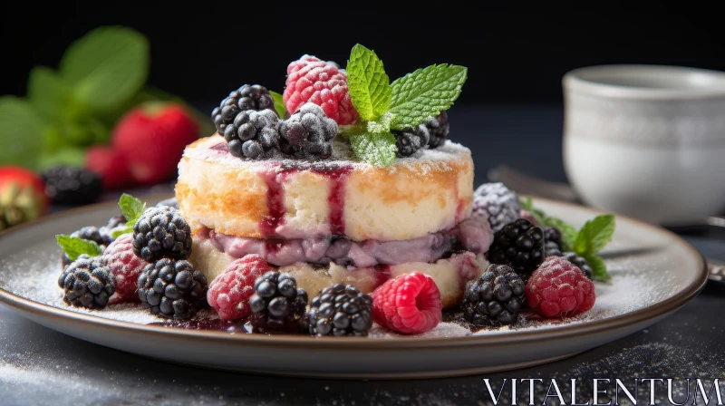 Delicious Pancakes with Berries and Cream AI Image