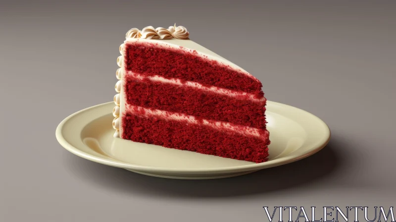 Delicious Red Velvet Cake Slice - Sweet Dessert Treat AI Image