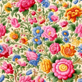 Elegant Floral Pattern - Cream Background