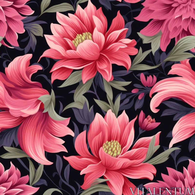 Elegant Floral Pattern on Dark Background AI Image