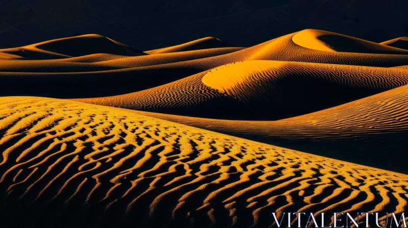 Golden Sand Dunes at Sunset - A Serene Nature Wonder AI Image