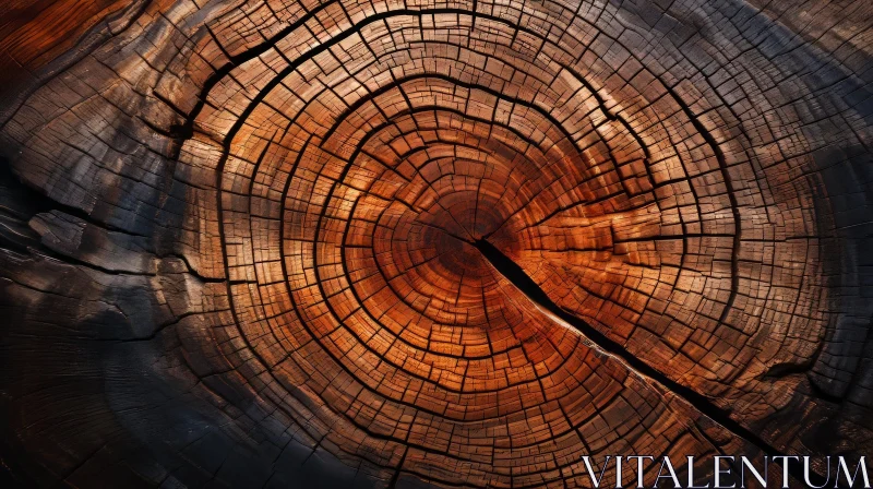 Intricate Wood Grain: Tree Trunk Rings for Furniture and Flooring AI Image