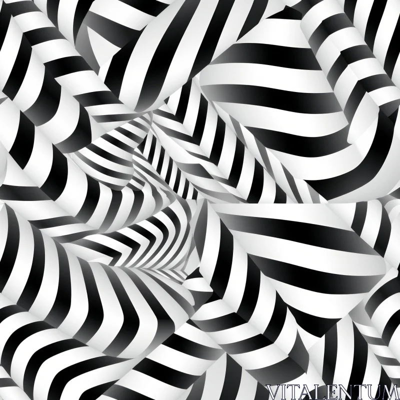 AI ART Monochrome Striped Pattern with Dynamic Movement