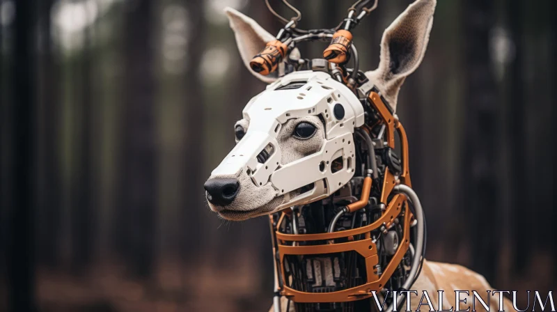 Robotic Deer in Caninecore: A Post-Apocalyptic Vision AI Image