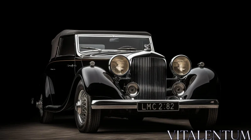 Vintage Black Car in Dark Garage AI Image