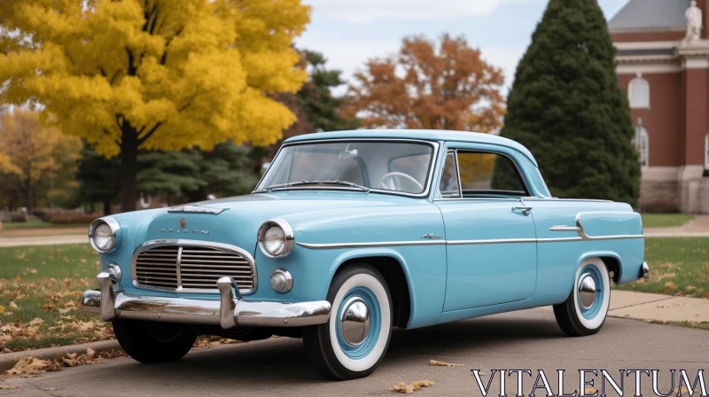 Vintage Blue Classic Car with Meticulous Detailing | Fusion of East and West AI Image