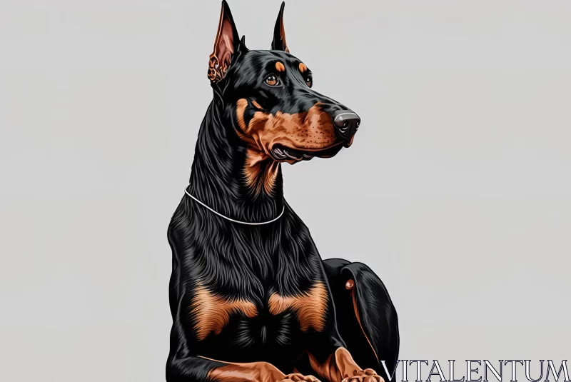 Colorful Doberman Dog Illustration on Gray Background AI Image