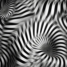 Monochrome Optical Illusion Pattern with Wavy Stripes