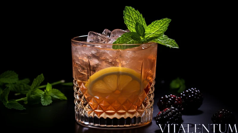 Refreshing Blackberry Cocktail with Lemon and Mint AI Image