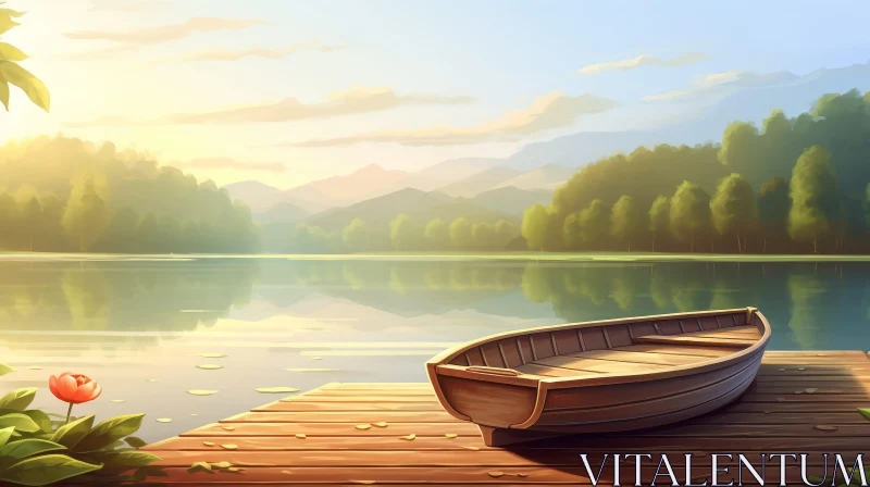 Tranquil Lake and Mountains Landscape AI Image