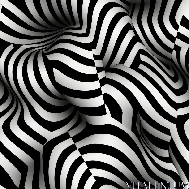 AI ART Black and White 3D Stripes - Optical Illusion Artwork