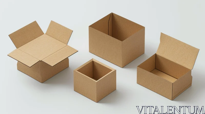 AI ART Captivating Composition of Open Cardboard Boxes on White Surface