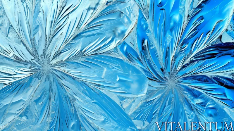 Delicate Ice Crystal Patterns on a Frozen Window AI Image