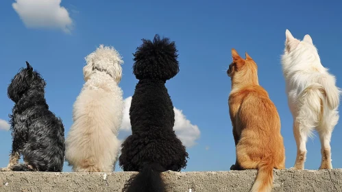 Enchanting Image of Dogs and Cats on a Concrete Wall