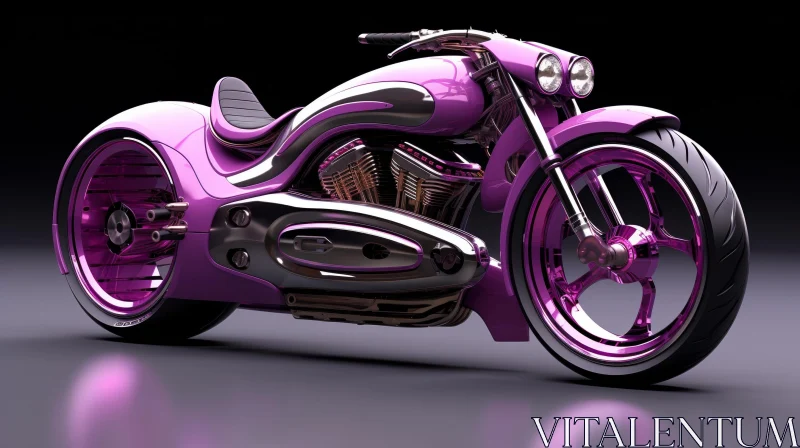Futuristic Pink Chopper-Style Motorcycle AI Image
