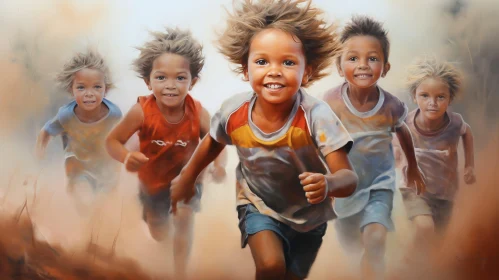 Joyful Children Running - Artwork