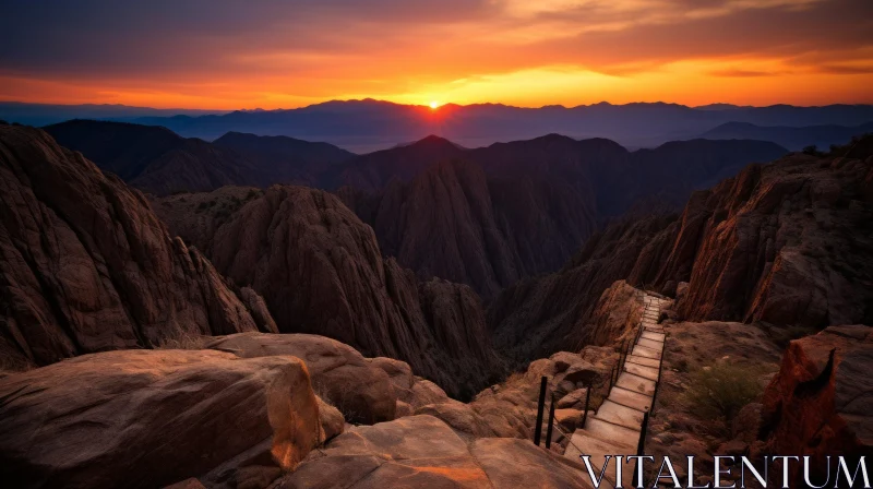Majestic Mountain Sunset Landscape Photography AI Image