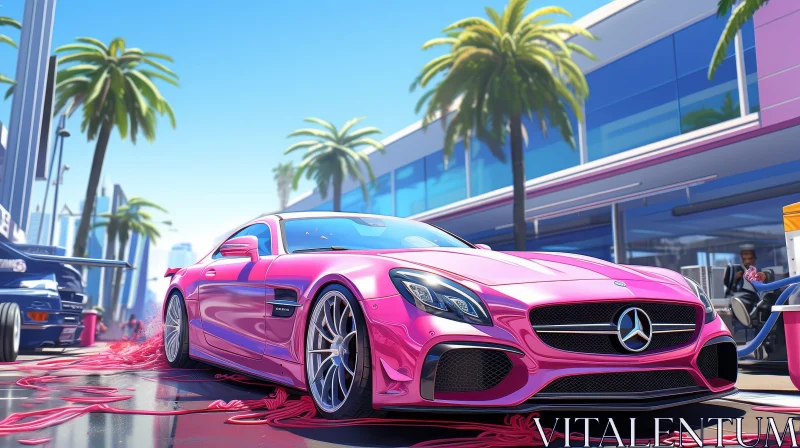 AI ART Pink Mercedes-Benz AMG GT S in City Setting