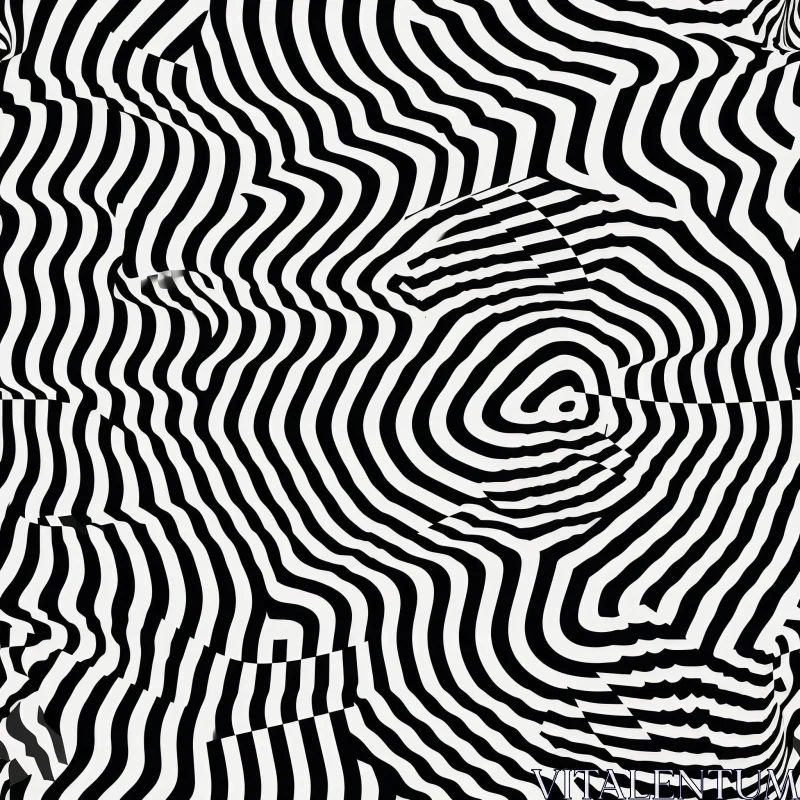 Abstract Optical Illusion - Black and White Stripes AI Image