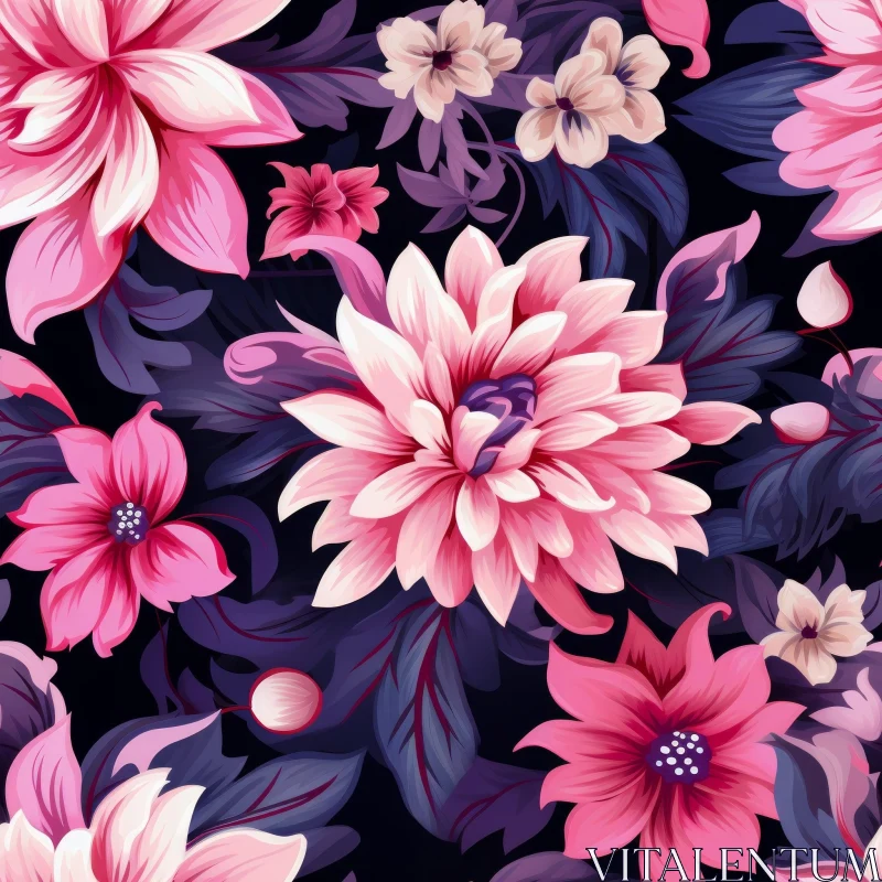 AI ART Dark Floral Seamless Pattern for Fabric and Wallpaper