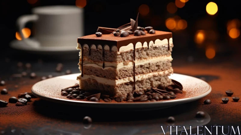 Delicious Tiramisu Cake with Coffee and Chocolate AI Image