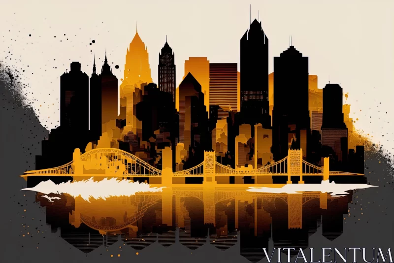 Enchanting Cityscape in Dark Gold and Amber | Captivating Urban Art AI Image