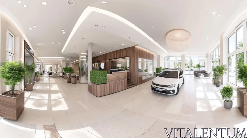 Modern Car Dealership with Spacious Showroom and Variety of Cars AI Image