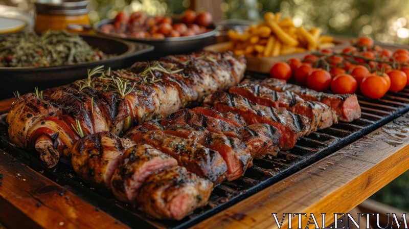 Savory Grilled Meat Platter with Side Dishes AI Image