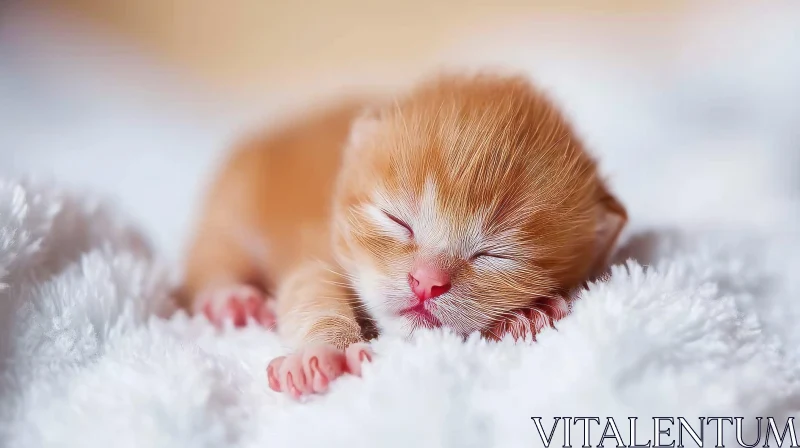 Sleeping Newborn Kitten: Innocence and Vulnerability Captured AI Image