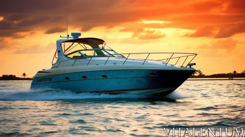 AI ART Speed Boat Sunset Cruise on the Water