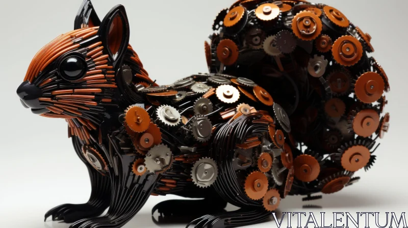Abstract Cats: A Metallic Symphony in Gears AI Image